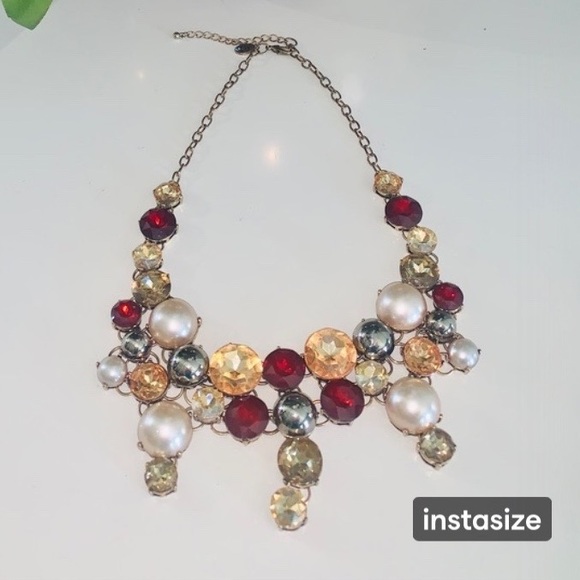 Large Jewels / Rhinestone Statement Necklace - Picture 1 of 4